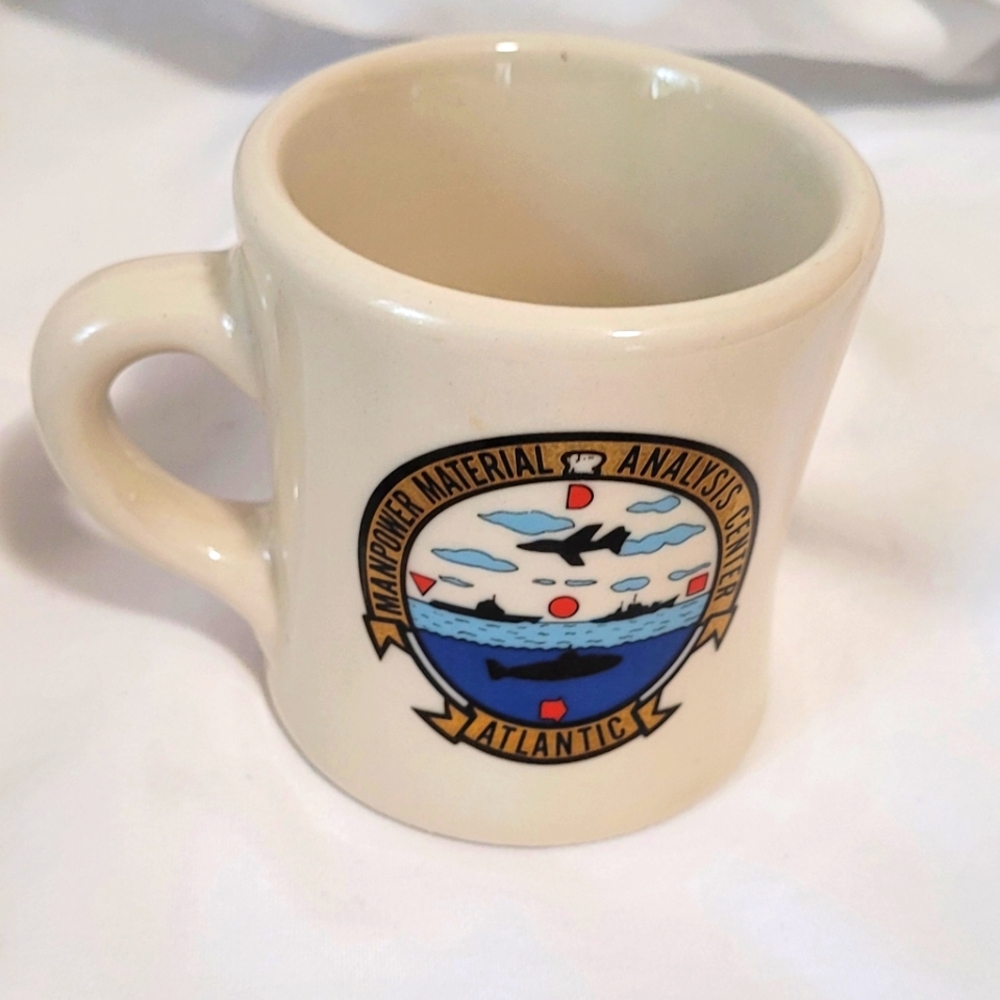 Vintage USN Manpower Material Analysis Center Atlantic Victor Mug with JRs Name.